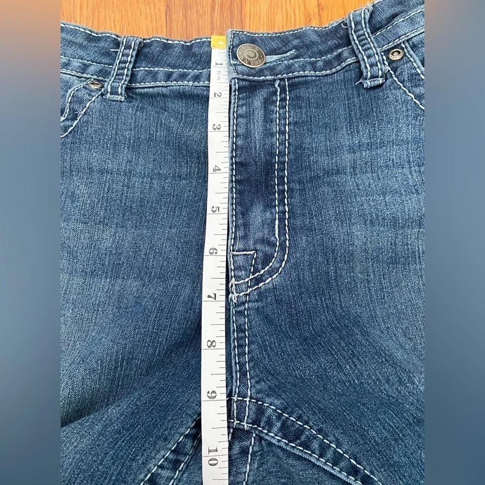 VGS Jeans Womens Size 10 Slim Boot Flap Pockets Thick Stitch Blue Denim